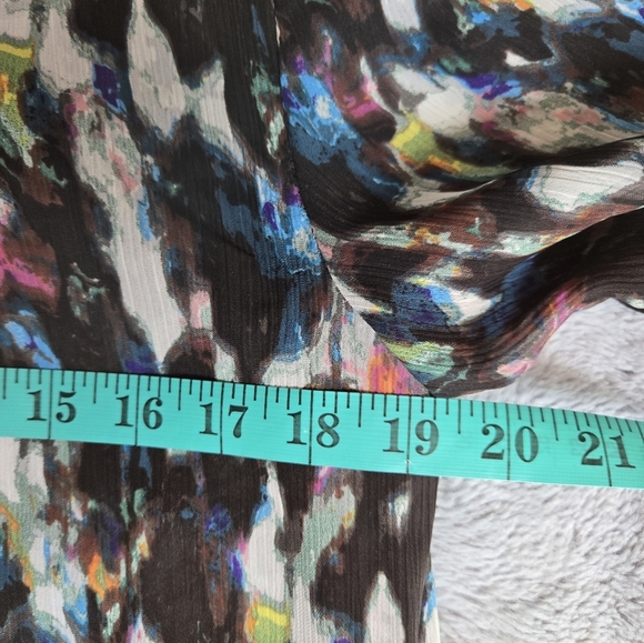 RACHEL ROY Watercolour Patterned Semi Sheer Lightweight Belted Dress. Size M - Picture 11 of 13